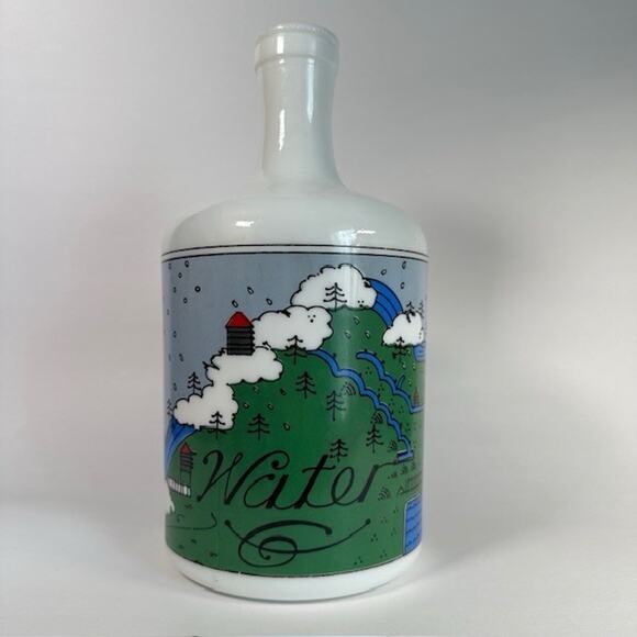 Lillian Vernon Milk Glass Water Jug 1980s Painted Lake Mountains Sailboats VTG - Picture 13 of 16